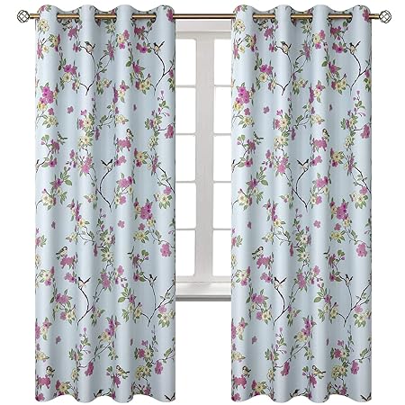 Printed Blackout Curtains Eyelet Thermal Insulated Super Soft