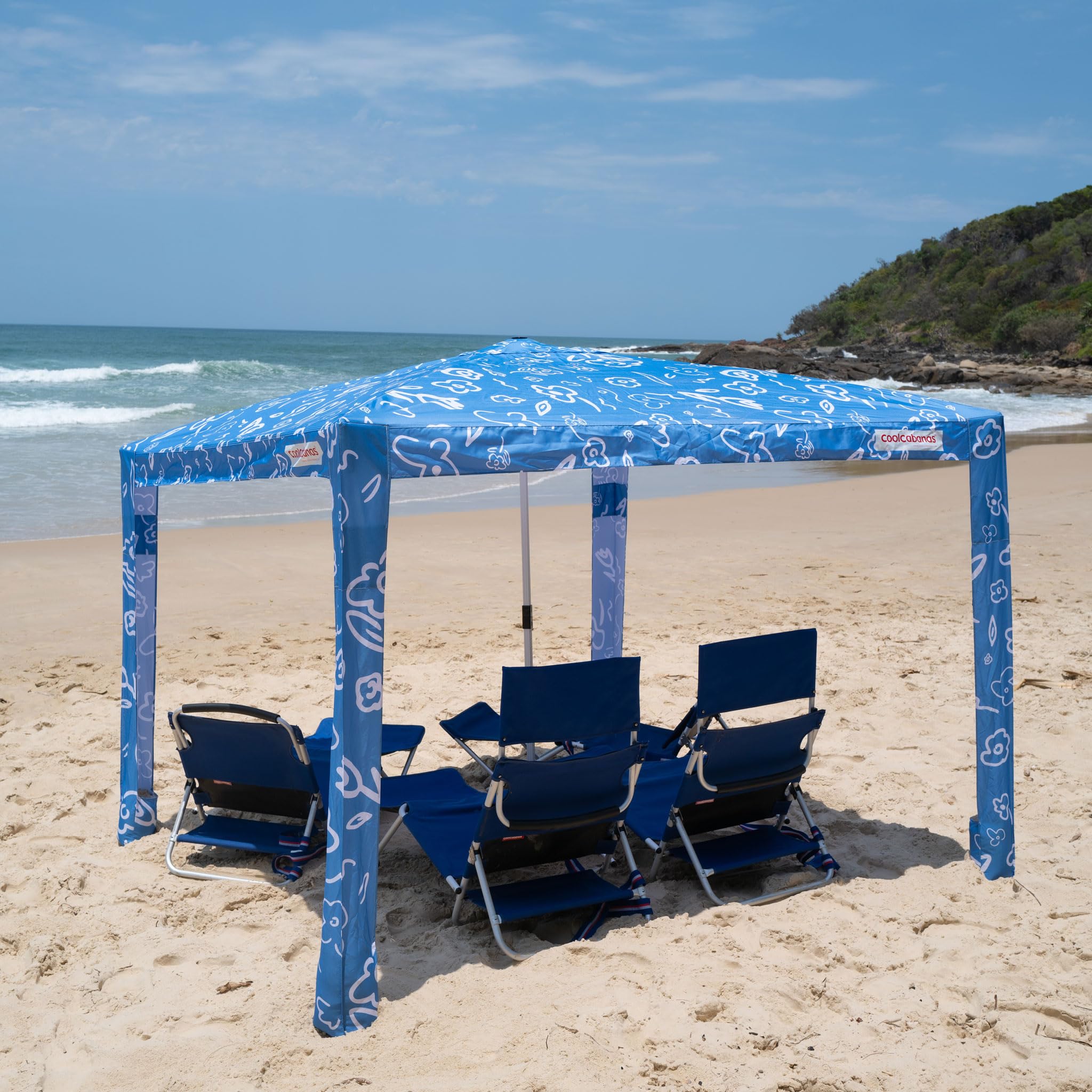 Photo 1 of CoolCabana Beach Shade Tent - Easy Setup, UPF 50+ Protection, Large & Medium Sizes, Compact & Wind Resistant - Beach Cabana for The Whole Family - Byron Blue, Medium