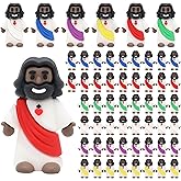 Owurha 50 Pcs Black Jesus Figures Mini Jesus Figurines in Bluk Tiny Small Black Jesus Figure Jesus for Hide and Seek, Religious Party Favors, Sunday School, Baptism Gift, Easter Egg Stuffers
