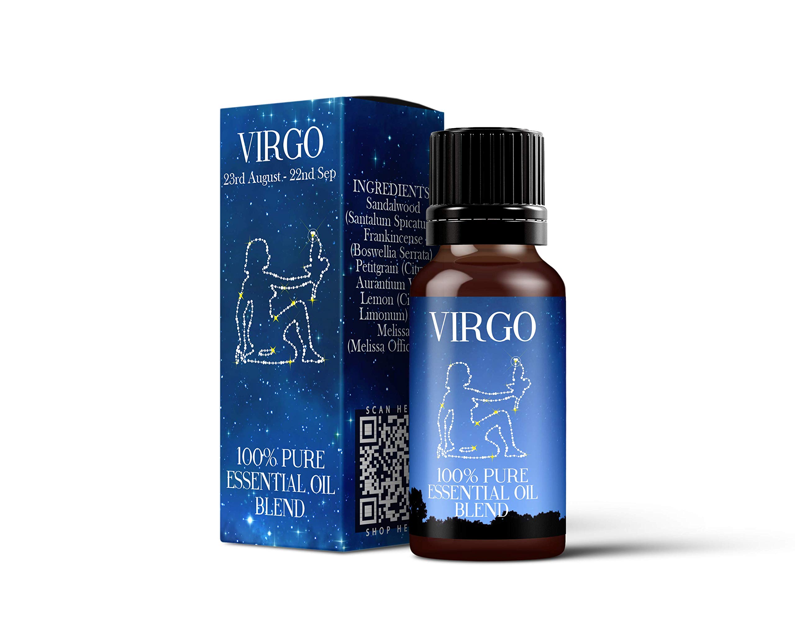 Mystix London | Virgo Zodiac Sign Essential Oil Blend 10ml | 100% Pure & Natural | Aromatherapy for Earth Signs | Calming & Grounding Aroma | Vegan, GMO Free