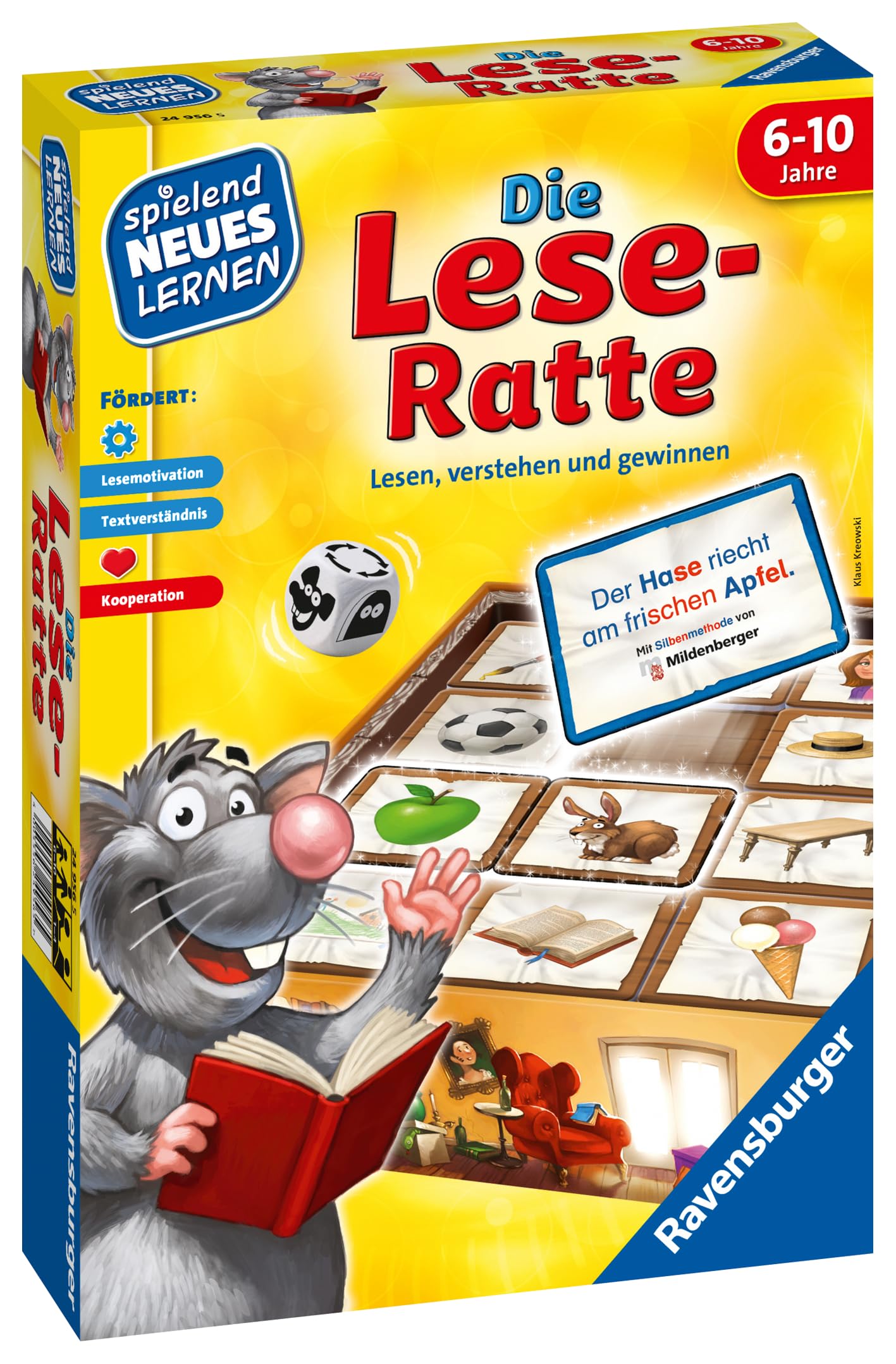 Ravensburger 24956 - Die Lese-Ratte - Spielen und Lernen für Kinder, Lernspiel für Kinder ab 6-10 Jahren, Spielend Neues Lernen für 1-4 Spieler - Geburtstagsgeschenke