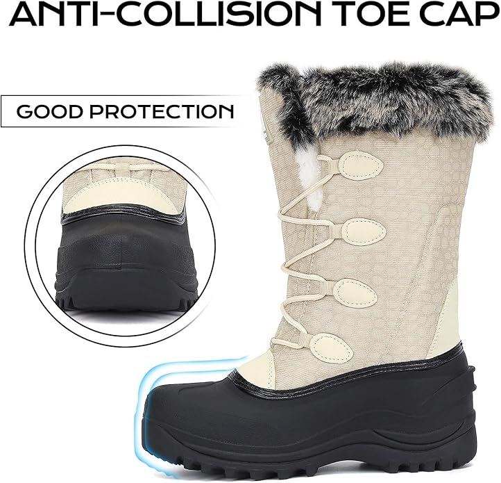 Mid Calf Booties Waterproof Outdoor Non Slip