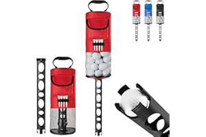 EZYACE Golf Ball Retriever, Golf Shag Bag with Pocket & Tee Holder, Shags Bag for Golf Ball with Detachable Plastic Golf Bag Tube, High-Capacity Golf Ball Shagger, Shag Bags Hold 80 Golf Balls, 33.86in