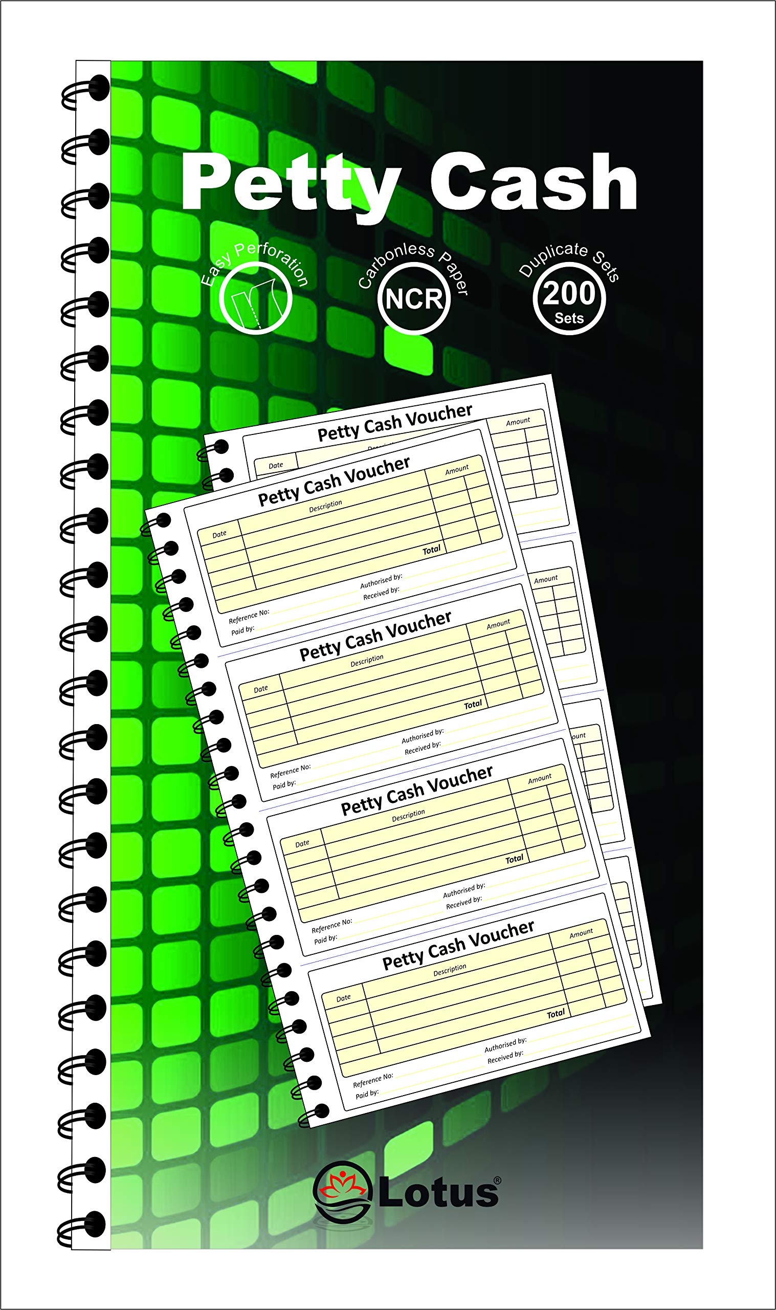 Lotus Duplicate Petty Cash Voucher Book Spiral Wire Bound NCR | 200 Sets | Preprinted Quality Paper - PETTY-8017 (1)