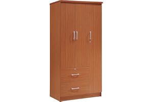 Hodedah 3-Door 2-Drawers, 3-Shelves in Cherry Bedroom Armoires
