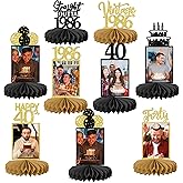 8 Pack Happy 40th Birthday Honeycomb Table Centerpieces Decorations Straight Outta 1986 Photo Table Centerpiece Vintage 1986 Centerpieces for Cheers to 40 Years Birthday Party Black Gold