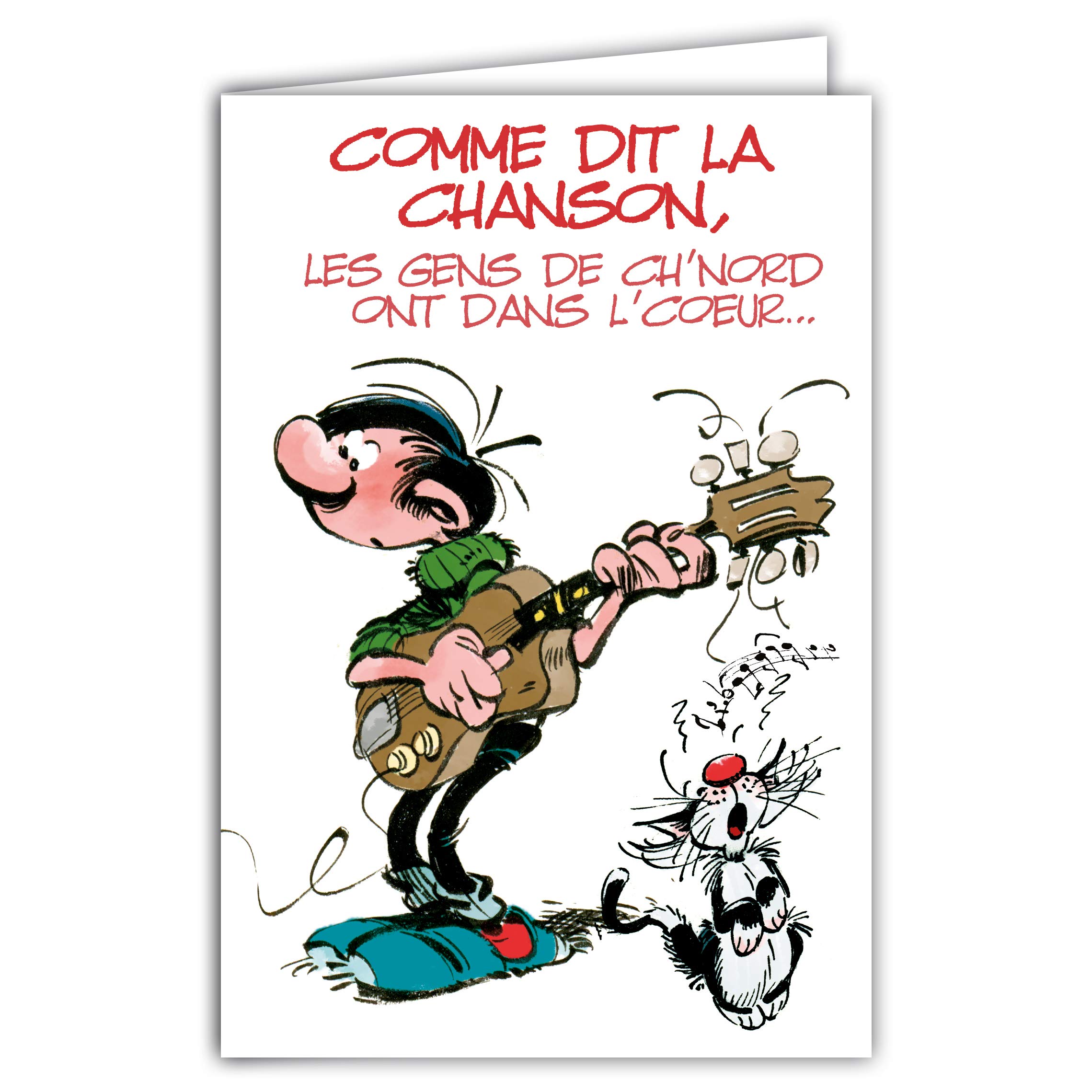 Afie Regional Map 59 NORD Gaston Lagaffe Excellent Birthday; Song; People of The North; Cat; Guitar; Musical Notes; Singer;