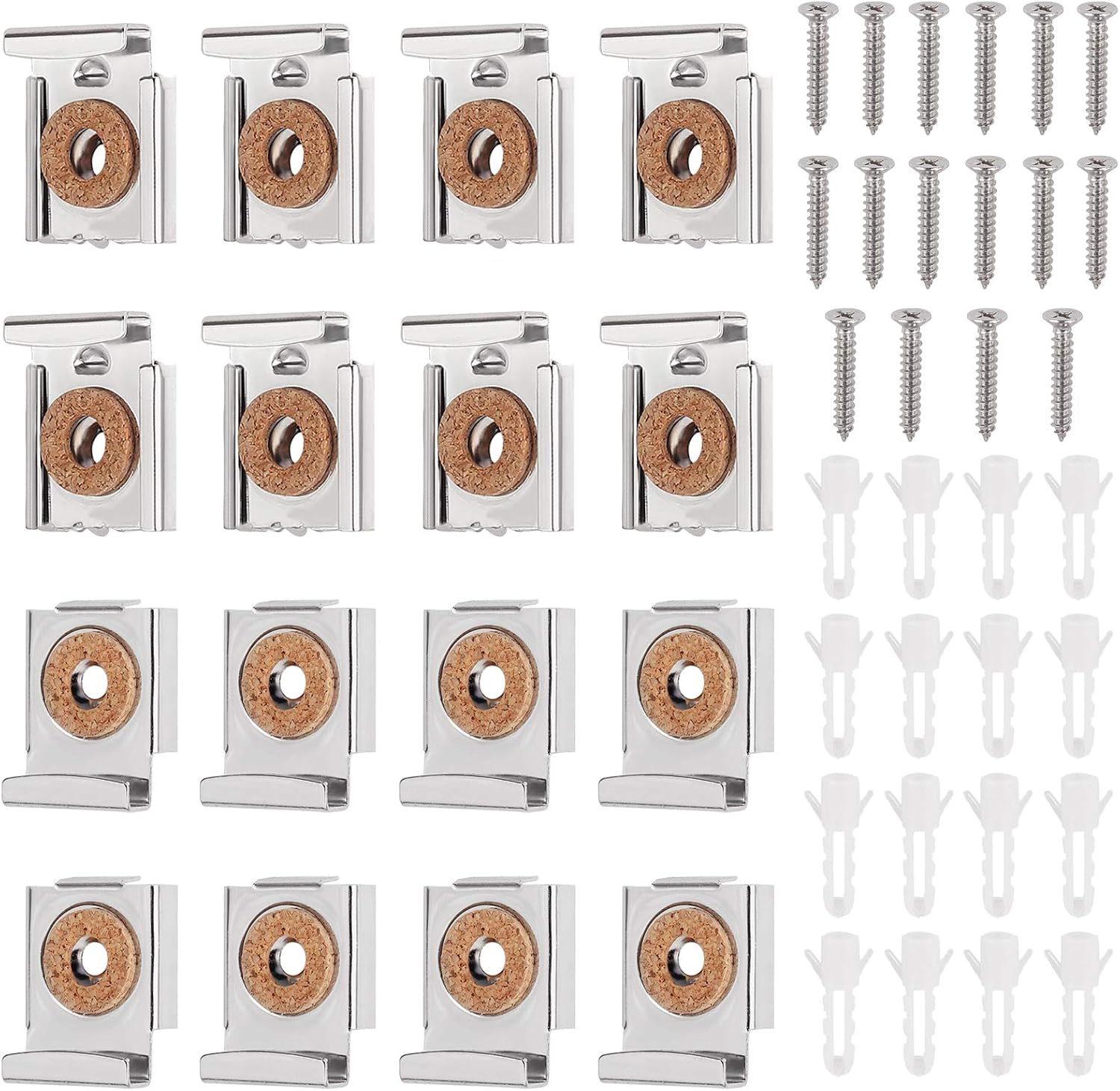 HELLOVA Frameless Wall Hanging Clips – Silver Metal Brackets For Mirrors & Signs
