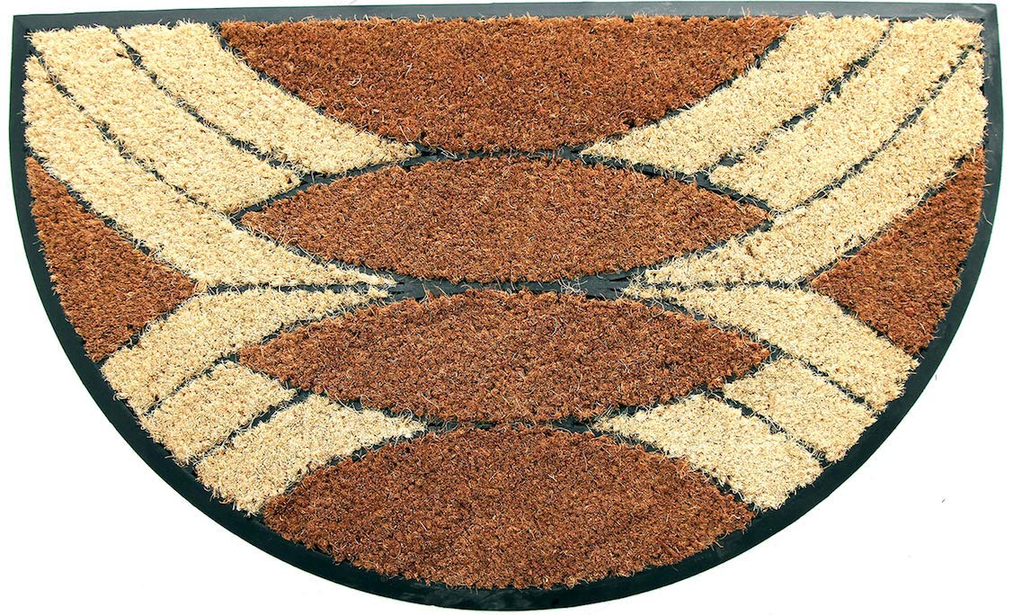 Coco & Coir Indoor Outdoor Doormat | Natural Thick (1.6cm) Coir, Hard Wearing Non-Slip Rubber Backed Entrance Mat (Palm Cluster Arc)