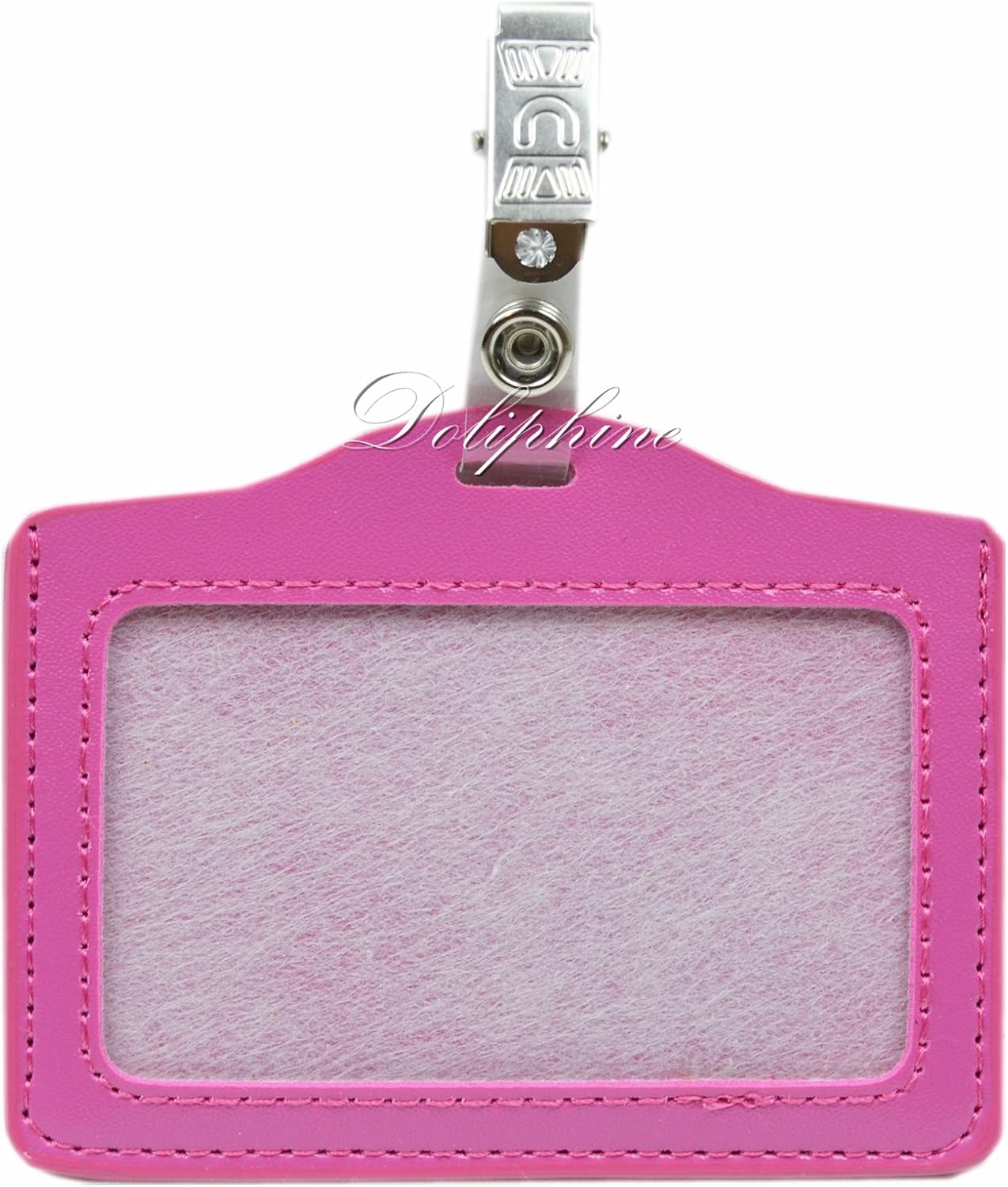 PU Leather ID Badge Holder with 1 ID Window and 1 Card
