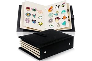Portable Enamel Pin Album, CollectHall Pin Trading Book, to Display and Trade Your Disney Pins, 42 Pins Capacity, PU Leather Pin Holder, Fit Rubber Pin Back, Black, CHMTC11-H