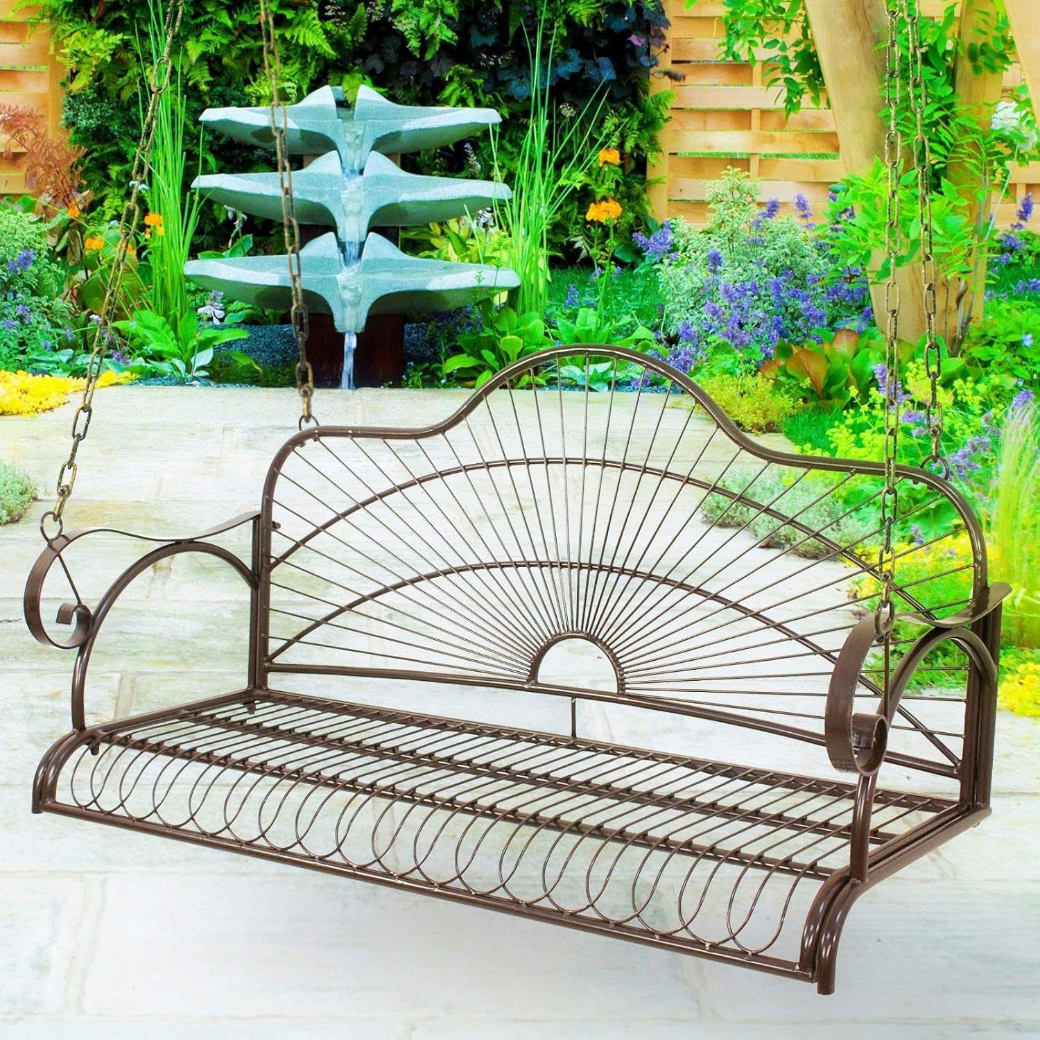 OKSLO Iron patio hanging porch swing chair bench seat