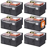 ElegantArray 6 Pack Moving Bags Heavy Duty, Moving Boxes, Storage Bags with Zipper & Handles & Tag for College & Dorm Moving Supplies Grey Laundry Hamper Bag, Foldable Space-saving Totes (93L, Grey)