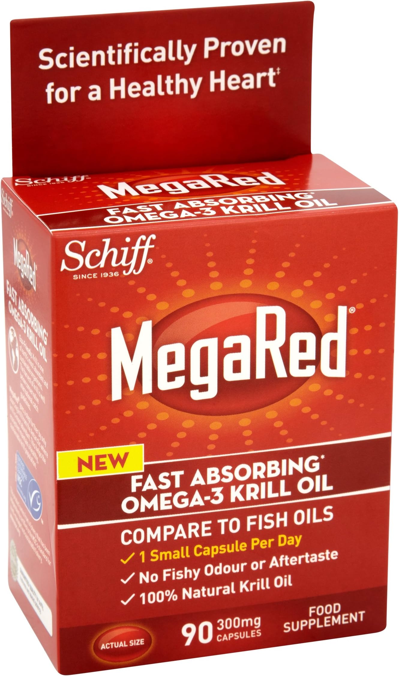 MegaRed Fast Absorbing Omega-3 300 mg Krill Oil - Pack of 90