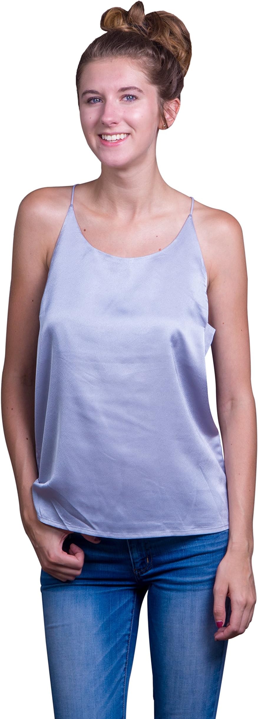 Lace Republic Sexy Silk-Like Camisole Tops for Women Assorted Colors, Sizes XS, S, M, L, XL (17MG029)