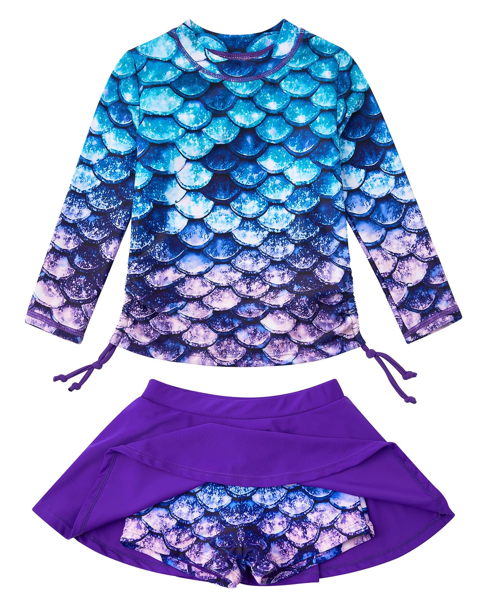 Photo 1 of **PARTIAL SET/BOTTOMS ONLY** swimsobo Size 5 6 Girls Rash Guard Long Sleeve Swimsuit Rainbow Unicorn Bathing Suit Athletic Swimming Skirt with Shorts Swimwear Little Child