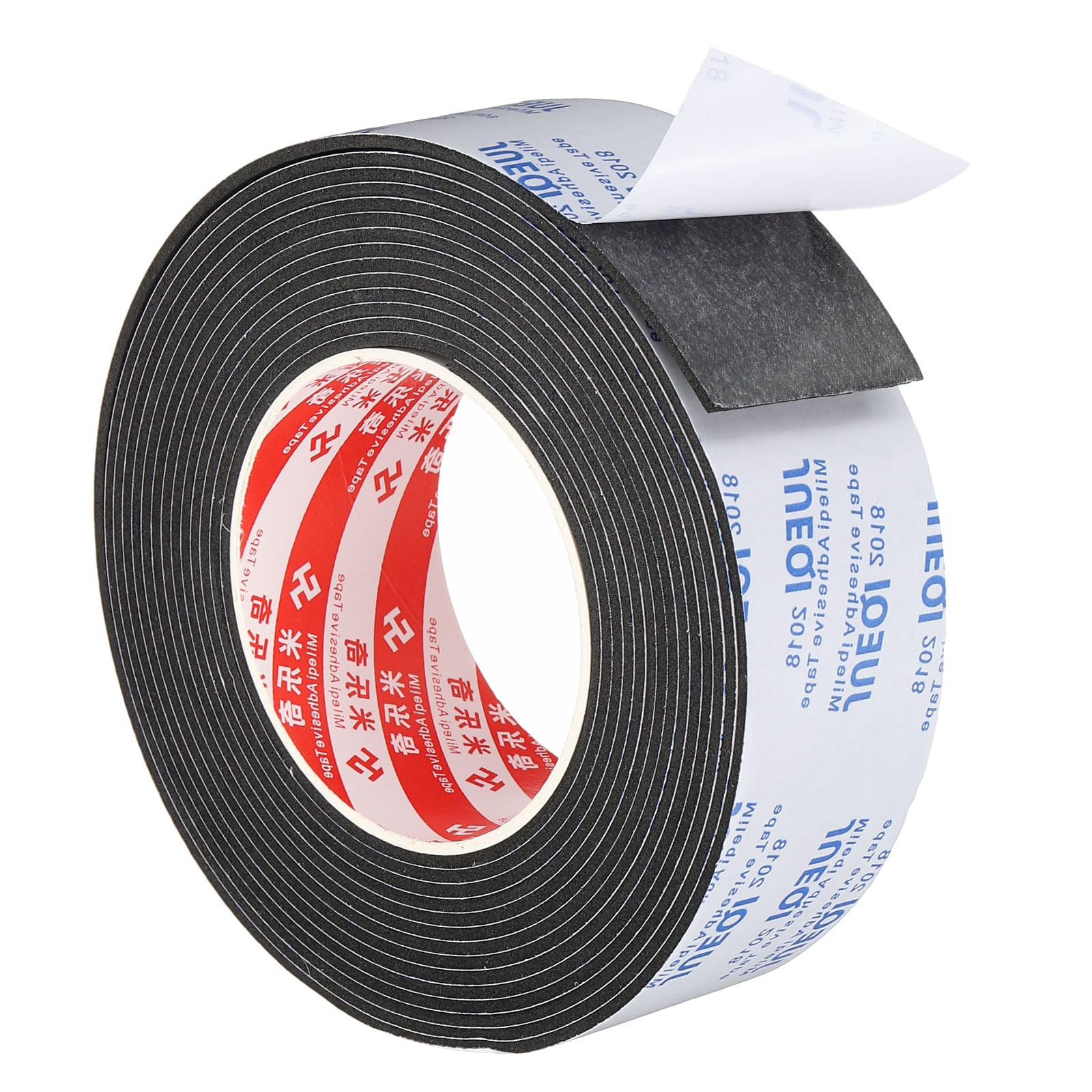 PATIKIL 5m/16.4ft Sealing Foam Tape, 45mm Wide 2mm Thick Single Sided Weather Stripping Door Furniture Seal Strip for Window Pipes Insulation, Black