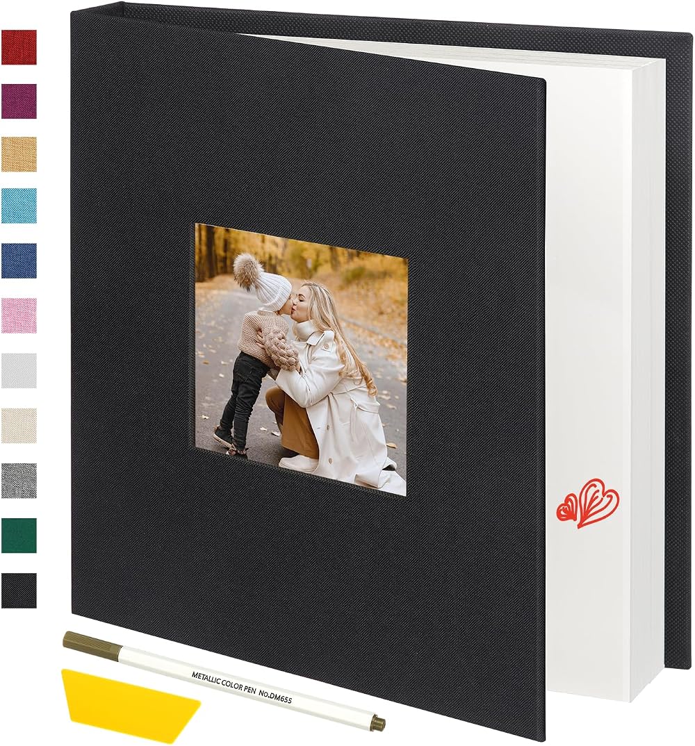 Miaikoe Photo Album Self Adhesive Scrapbook 40 Pages 4x6 5x7 8x10 Black