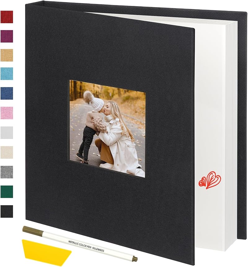 Miaikoe Photo Album Self Adhesive Scrapbook 40 Pages 4x6 5x7 8x10 Black
