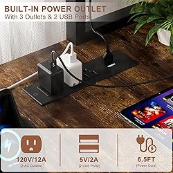 Aheaplus L Shaped Gaming Desk with Power Outlets
