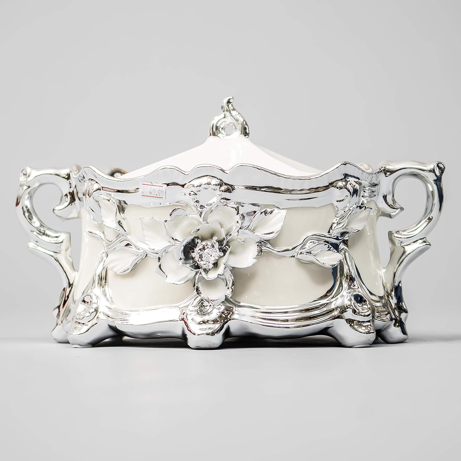 Amazon Com Sopera De Oricha Obatala Blanca Con Decoraciones Plateadas