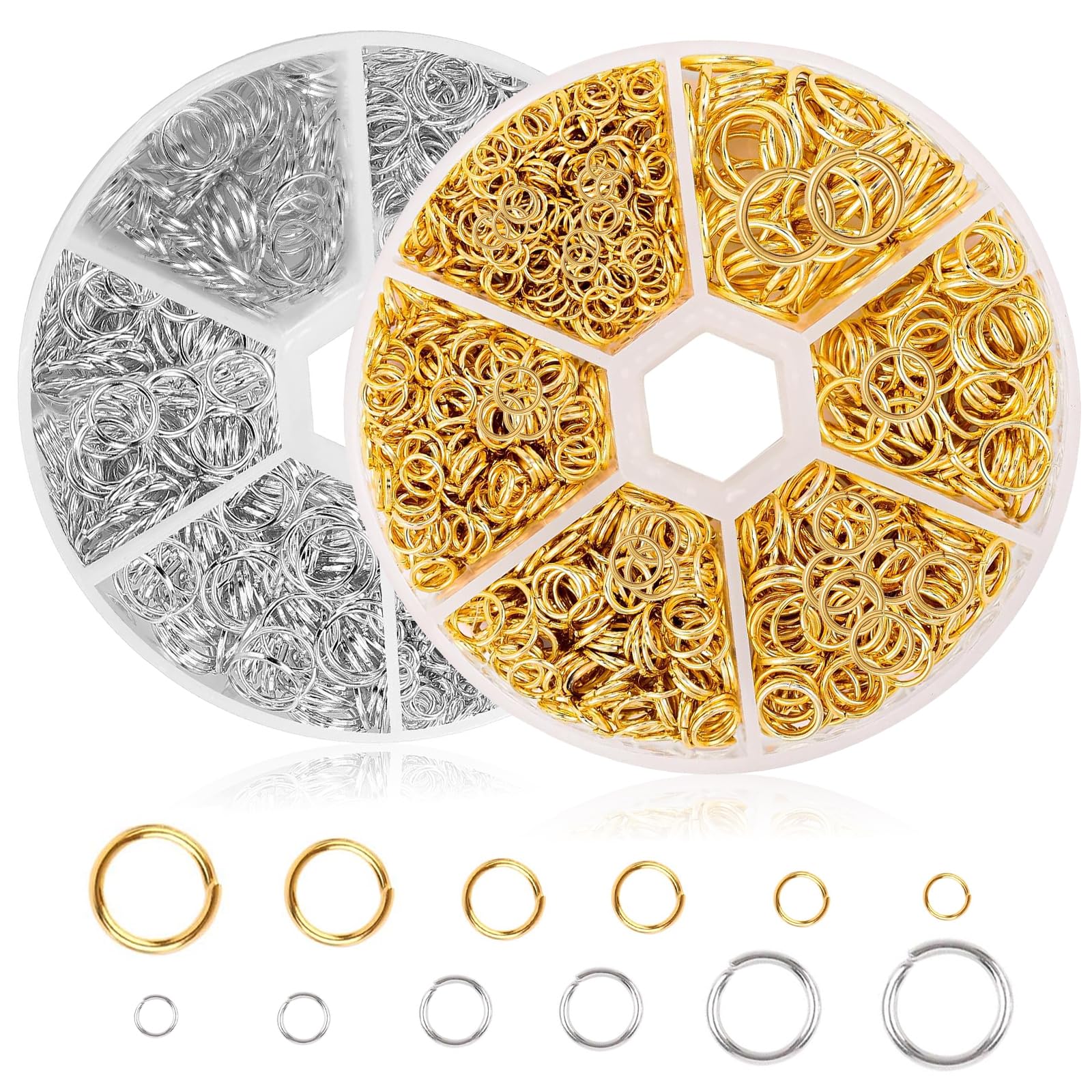 Jump Rings Jewellery Making Kit, 2020pcs Silver Gold Open Jump Split Rings Metal O Ring Jewelry Connector for Bracelet Earring Charms Repair