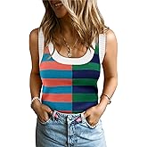 Yousify Women's Ribbed Tank Tops 2025 Sleeveless Striped Knit Scoop Neck Shirts Summer Casual Cropped Tanks