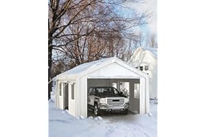 PEAKPURSUIT 10X20 FT Carport,Heavy-Duty Carport with 4 Roll-Up Windows & Doors, Portable Garage 200g PE Tarp, Waterproof & UV Protected Outdoor Shelter for Car, Boat, Truck, Motorcycle