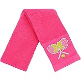 OXYEFEI Tennis Towel,Tennis Gift for Men, Women,Lovers,13”x 43” Cotton Embroidered Tennis Towels (Pink, M)