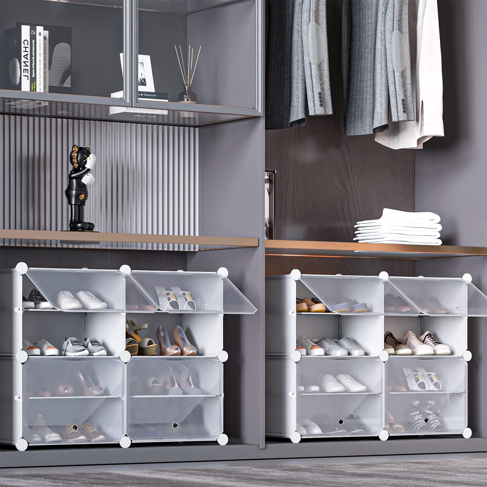 Covered Rack Orginazer Mua Shoe Rack Organizer, 4 Cube 8 Tier Covered Storage Cabinet 16 Pairs ...