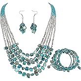 Firstmeet Bohemian Layered Shell Beaded Necklace Set Seed Bead Irregular Costume Jewelry for Women