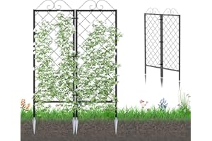 Zhongma 2 Pack Metal Garden Trellises for Climbing Plants, 53.5 Inch Tall Metal Fence Plant Support Trellis for Flower and Vagetable