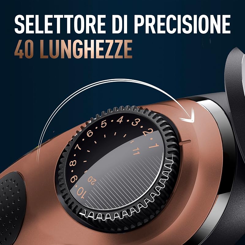 Trimmer Elettrico per Barba Pro per Uomini, Set Barba Uomo Regalo, Regolabarba, Regolatore con Ruota di Precisione 40 Lunghezze+mini Size Beard Wash 60 Ml+mini Size Beard Balm 25 Ml