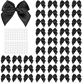 YELARXI Mini Bows Small Satin Ribbon Bows with Sticky Pads, 1 Inch Fit for Crafts Wedding Party Decor Gift Wrapping Sewing DIY (100 Pack, Black)