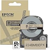 Epson LABELWORKS 224BMBEPX Genuine PET (Polyester) Tape Cartridge - Black on Matte Beige Designer Craft Label Maker Tape - 1" (24MM) Wide, 26'