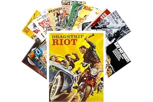 PIXILUV Vintage PostCards 24 pcs Bikers and Racing Car Crash Vintage Trash Movie Posters Ads