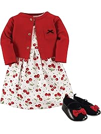 Hudson Baby Baby Girls' 3 Piece Dress, Cardigan, Shoe Set
