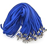 Beebel Lanyards 50 PCS 32-Inch Flat Lanyard with Badge Clip (Blue)