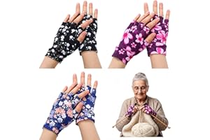Chicingyou 3 Pairs Elderly Skin Thin Protector Gloves Tone Fingerless Gloves Protecting Thin Skin Covering Bruises Abrasion