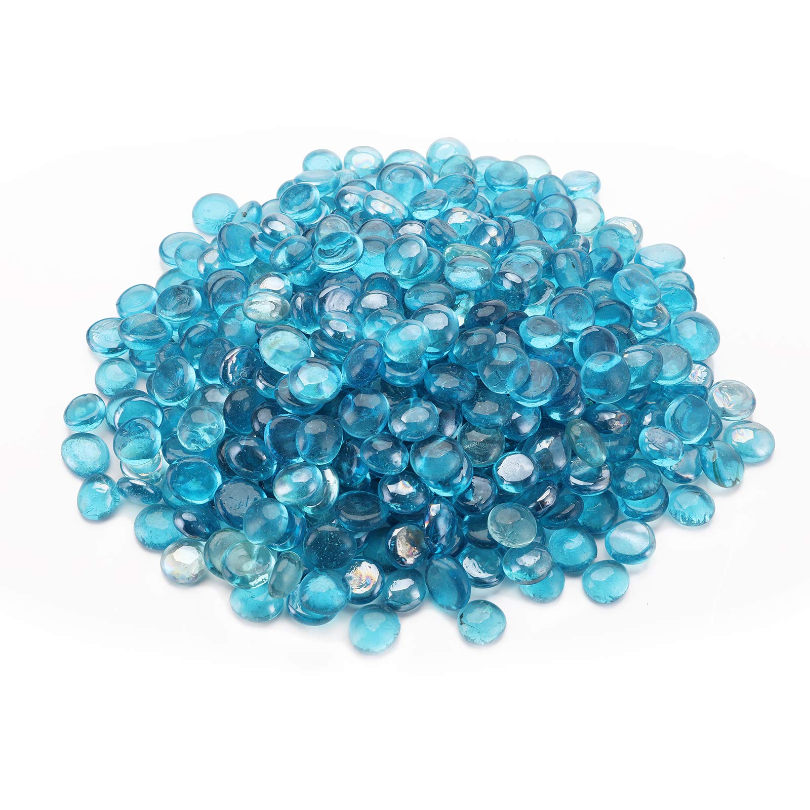 Suwimut 5LB Glass Marbles Vase Filler, 500 Pieces Blue Glass Gemstone Flat Marble Beads,Glass Gem Pebbles Vase Filler Beads, Table Scatter Decor