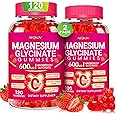 Magnesium Glycinate Gummies 600mg, Chewable Sugar Free Gummies with Magnesium Glycinate, Vitamin D, B6 and CoQ10 for Sleep, Relaxation, Brain and Muscle, 2 Pack