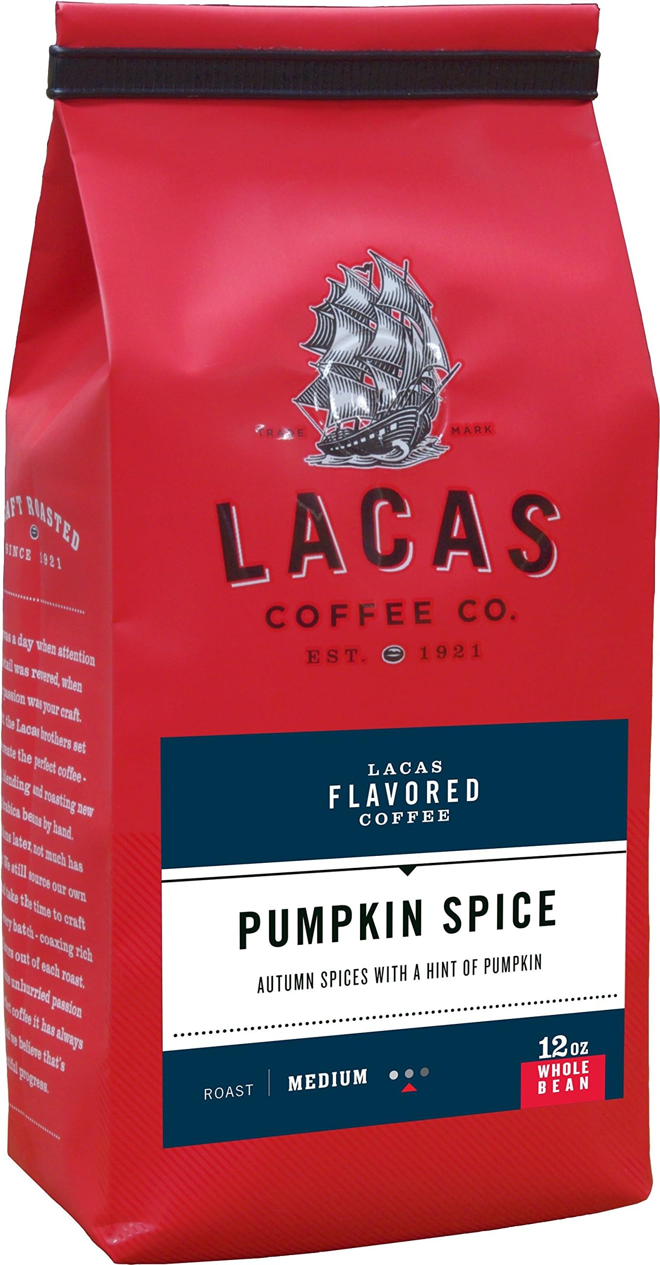 Lacas Coffee Company Flavored Coffee Pumpkin Spice Whole Bean 12oz