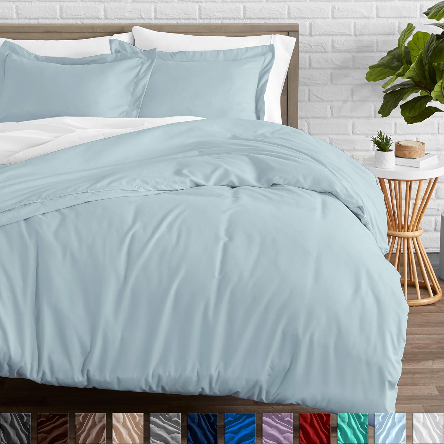 Bare Home Duvet Cover and Sham Set - Twin/Twin Extra Long - Premium 1800 Ultra-Soft Brushed Microfiber - Hypoallergenic, Easy Care, Wrinkle Resistant (Twin/Twin XL, Light Blue)