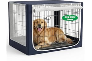 Incycall Dog Crate Cover, Breathable Mesh Mosquito Net,Elastic Bottom & Front Zipper, Fits 42inches Crates, Perfect for Dog C