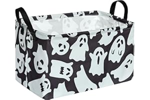 ACMUUNI Rectangle Halloween Ghost Kids Gift Storage Basket Organizer Basket Collapsible Shelf Basket with handle for Nursery Laundry Basket for Kids