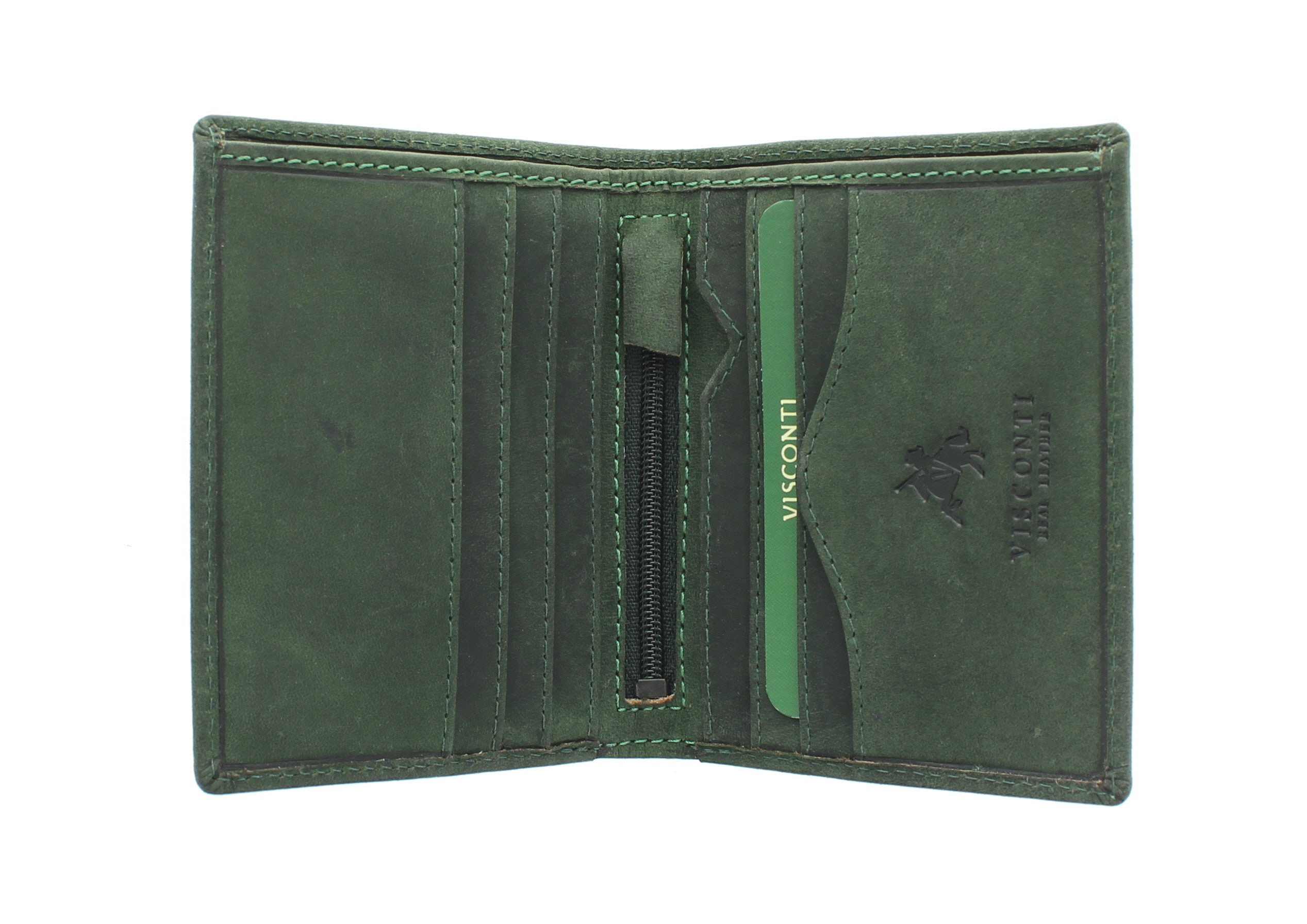 VISCONTI Hunter Compact Oiled Leather Arrow Wallet RFID Blocking 705 Oil Green — image 1