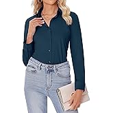 siliteelon Button Down Shirts for Women Slim fit Long Sleeve Stretch Dress Shirts Work Shirt Wrinkle Free Office Blouses
