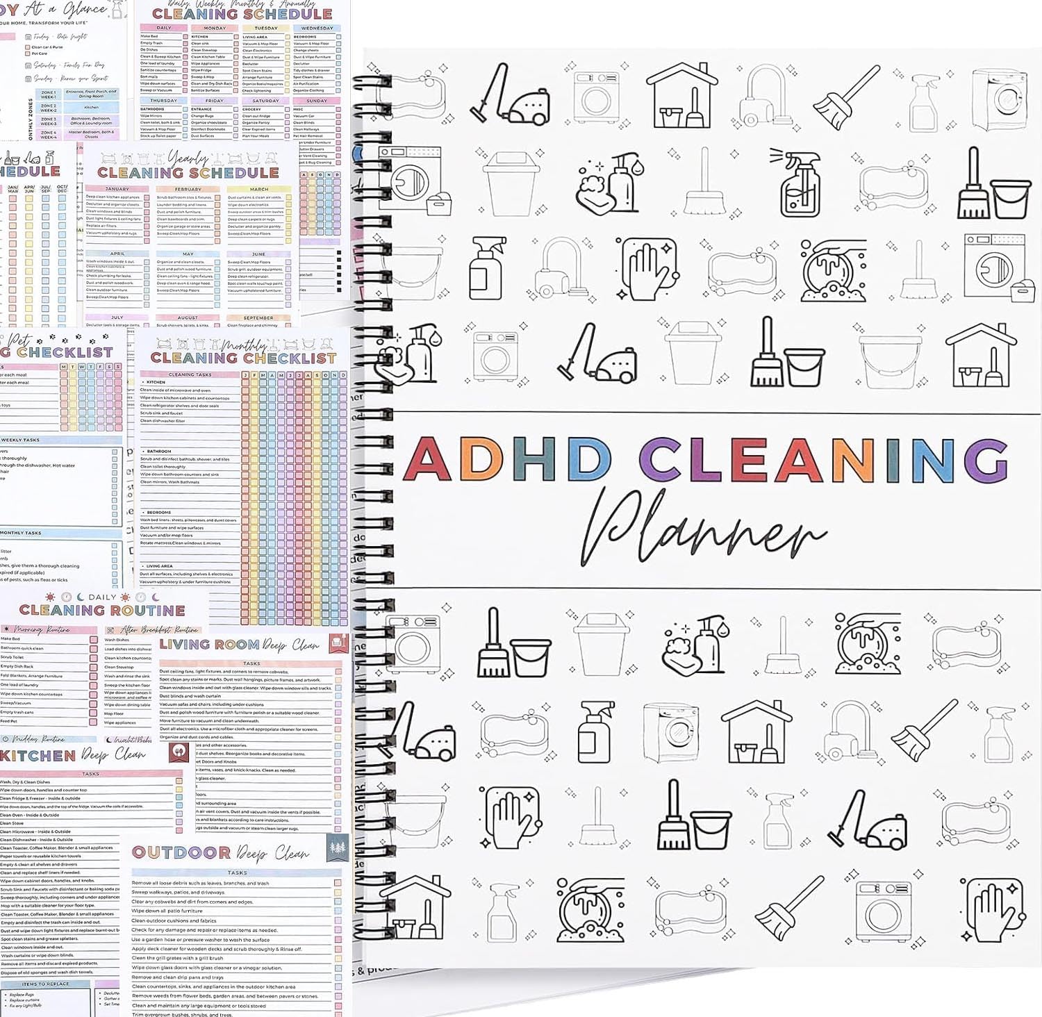 Photo 1 of ADHD Cleaning Planner, Cleaning Schedule and Checklist Organizer, Daily Weekly Monthly Household Cleaning and Organizing Planner for Adults Women and Teens