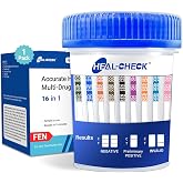 [1 Pack] HEAL-CHECK 16 Panel Drug Test Kit with Fentanyl for Home,Workplace | Multi Drug Test Cup, Screens THC FEN AMP BUP BAR BZO COC MET MDMA OPI MTD OXY PCP PPX TCA TML, Covers More Drug Classes Test