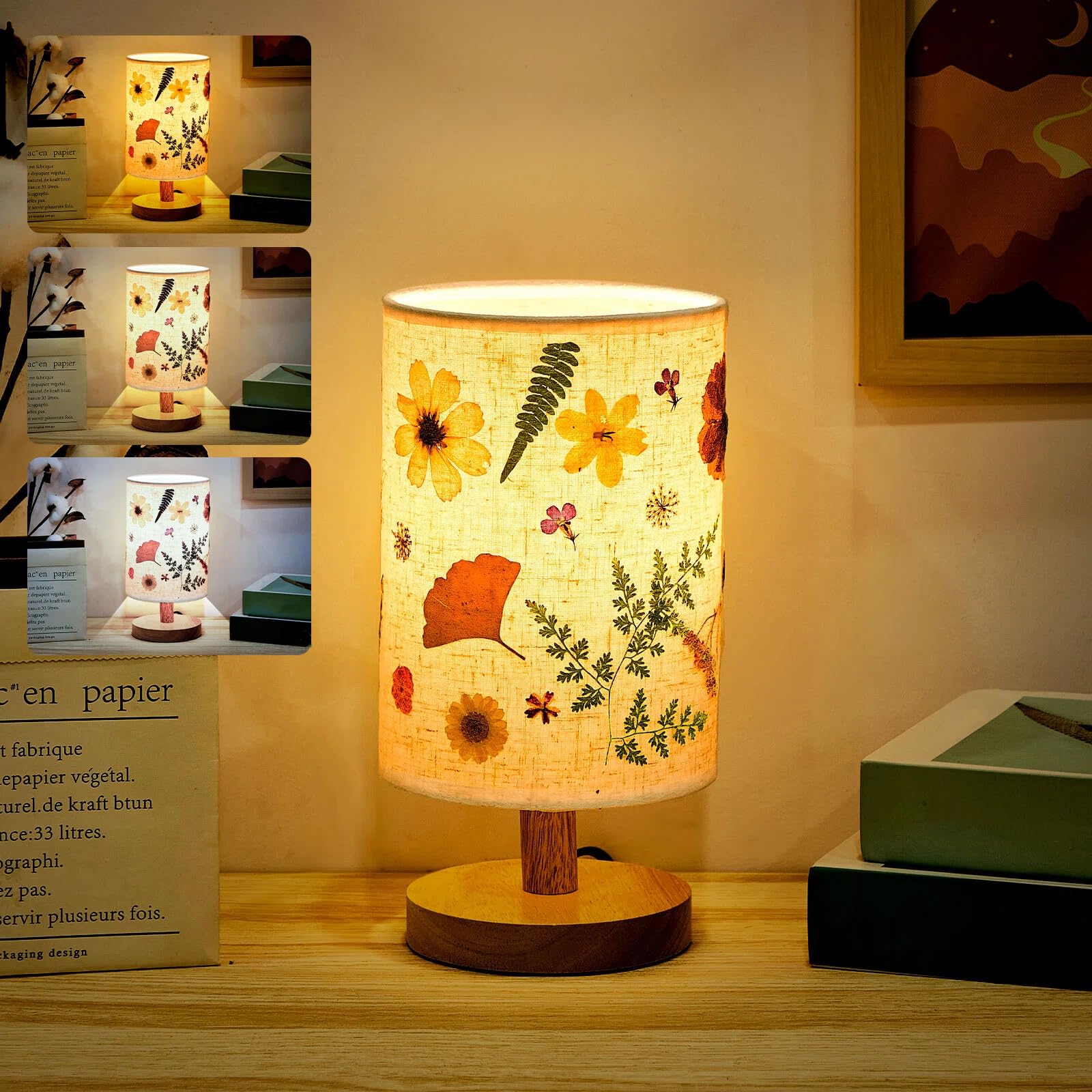 Photo 1 of Hortsun Pressed Floral Lamp Bedside Vintage Flower Desk Lamp for Bedroom Living Room, Dorm, Home, Office Decor(1 Pcs,Modern Style)